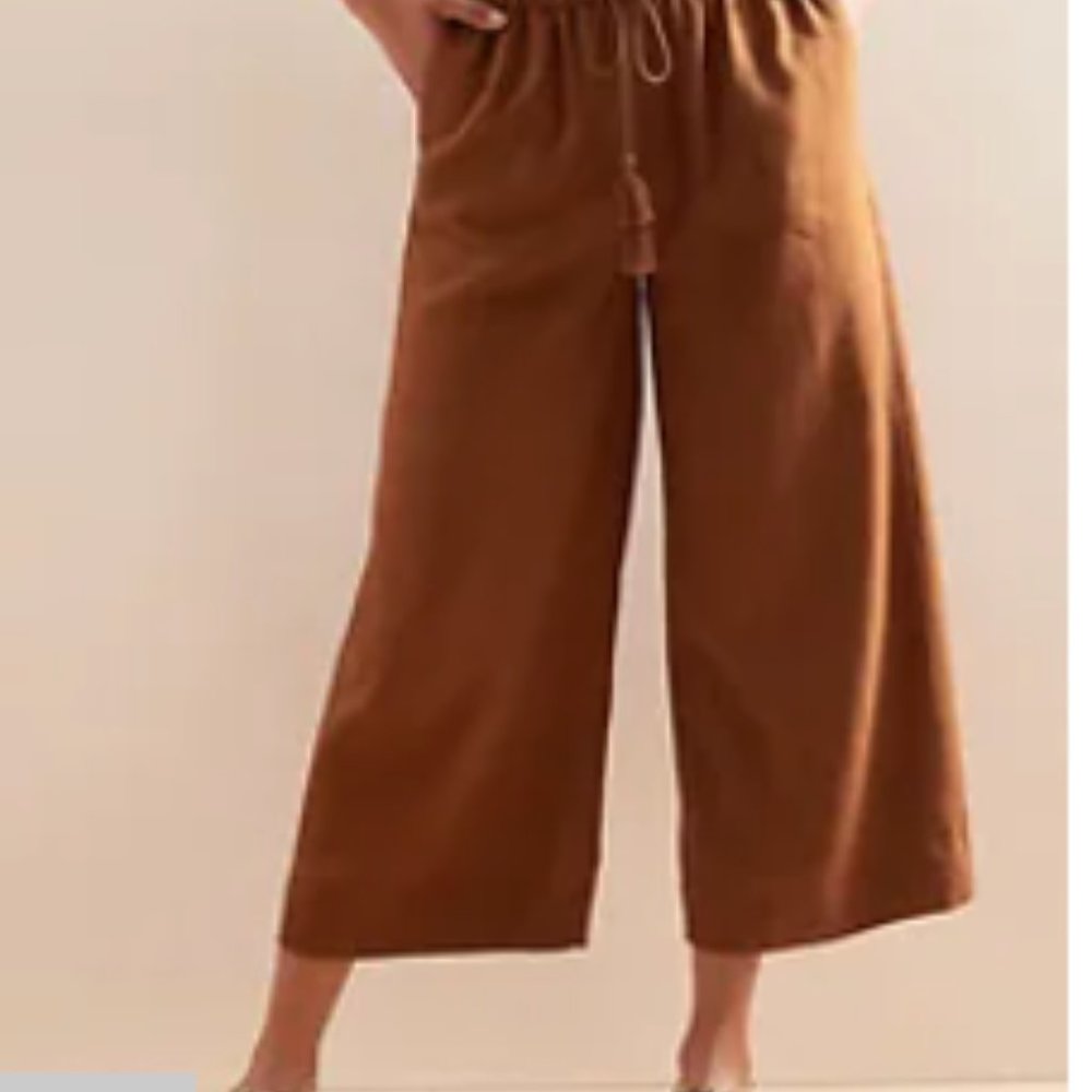 Tassel Drawstring Wide-Leg Pull-On Pant